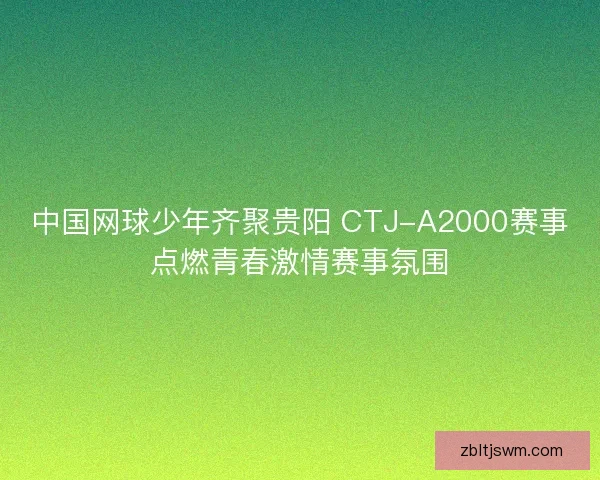 中国网球少年齐聚贵阳 CTJ-A2000赛事点燃青春激情赛事氛围